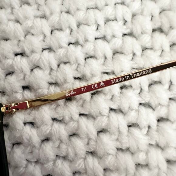 Ray Ban Polished Black Gold Round Frames RB7140 Blue Light Lenses Frame Only - Picture 5 of 10